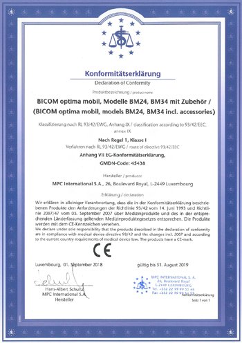 Certifikát BICOM Mobile